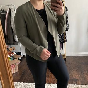 H&M Divided Cropped Blazer Olive Green Size 10